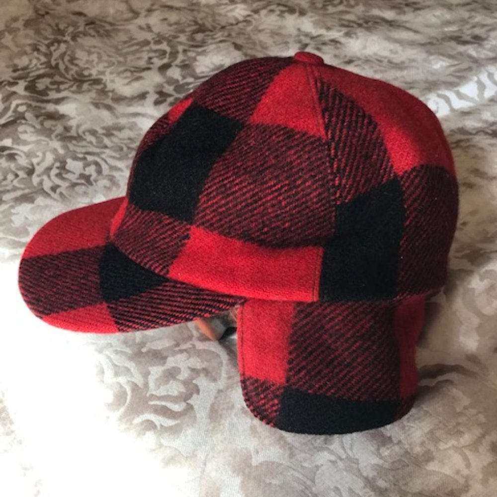 Vintage 60's WHITE STAG Wool Buffalo Check Cap with Ear Flap - Medium 22…